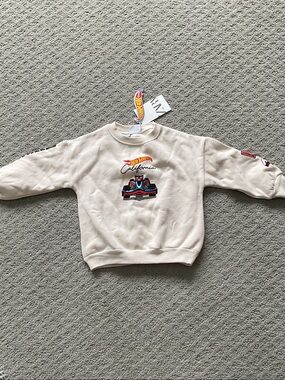 Zara Cream Hot Wheels Graphic Kids Sweatshirt 0537